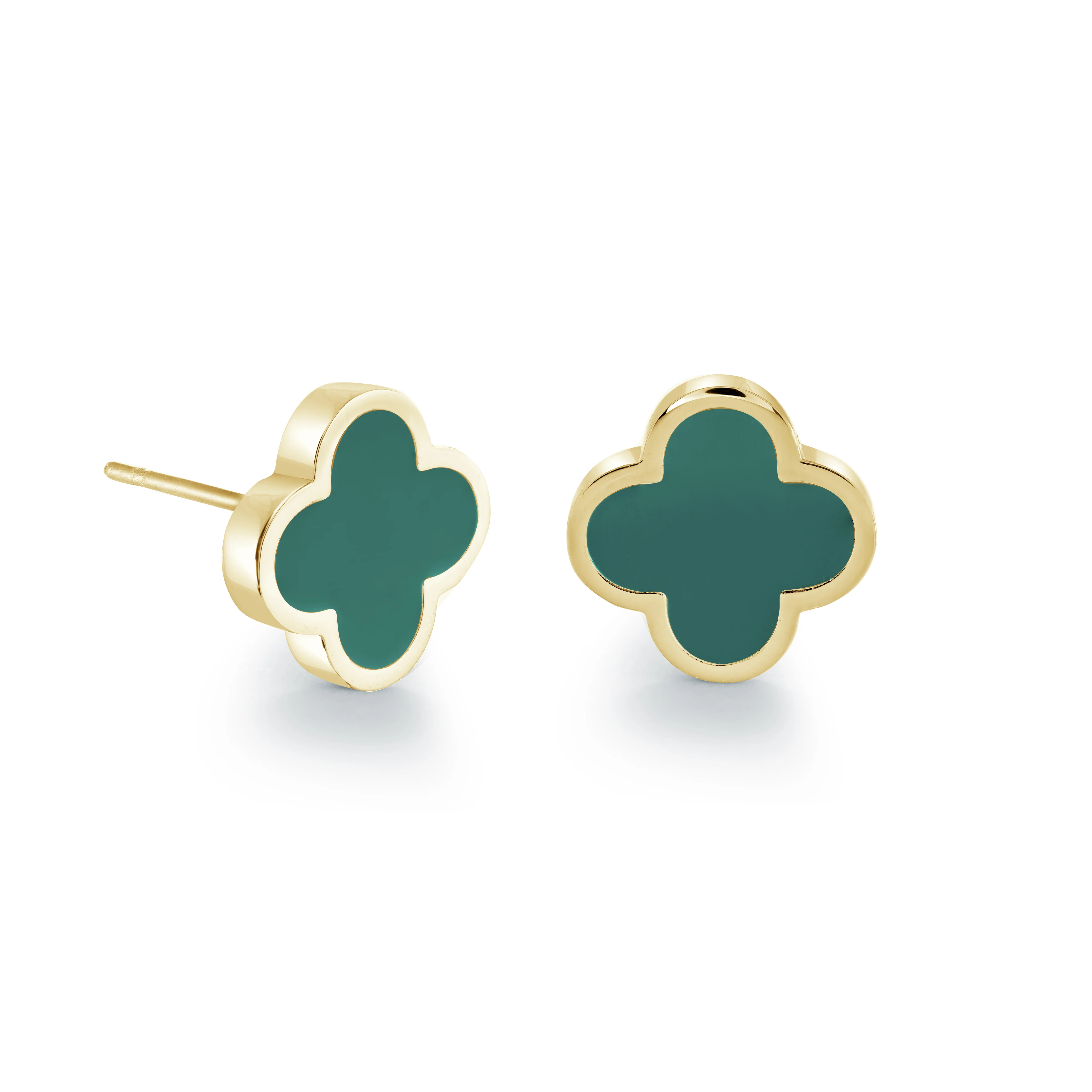 10mm Color-Enamel Lucky-Clover Stud Earrings - Image 3