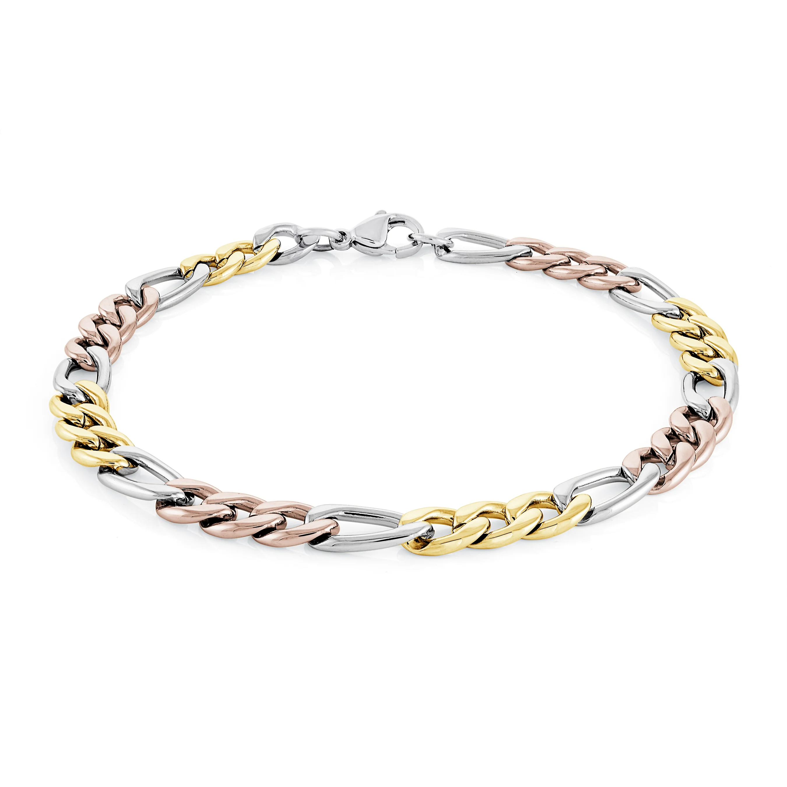 6mm Tri-Colour Figaro Bracelet