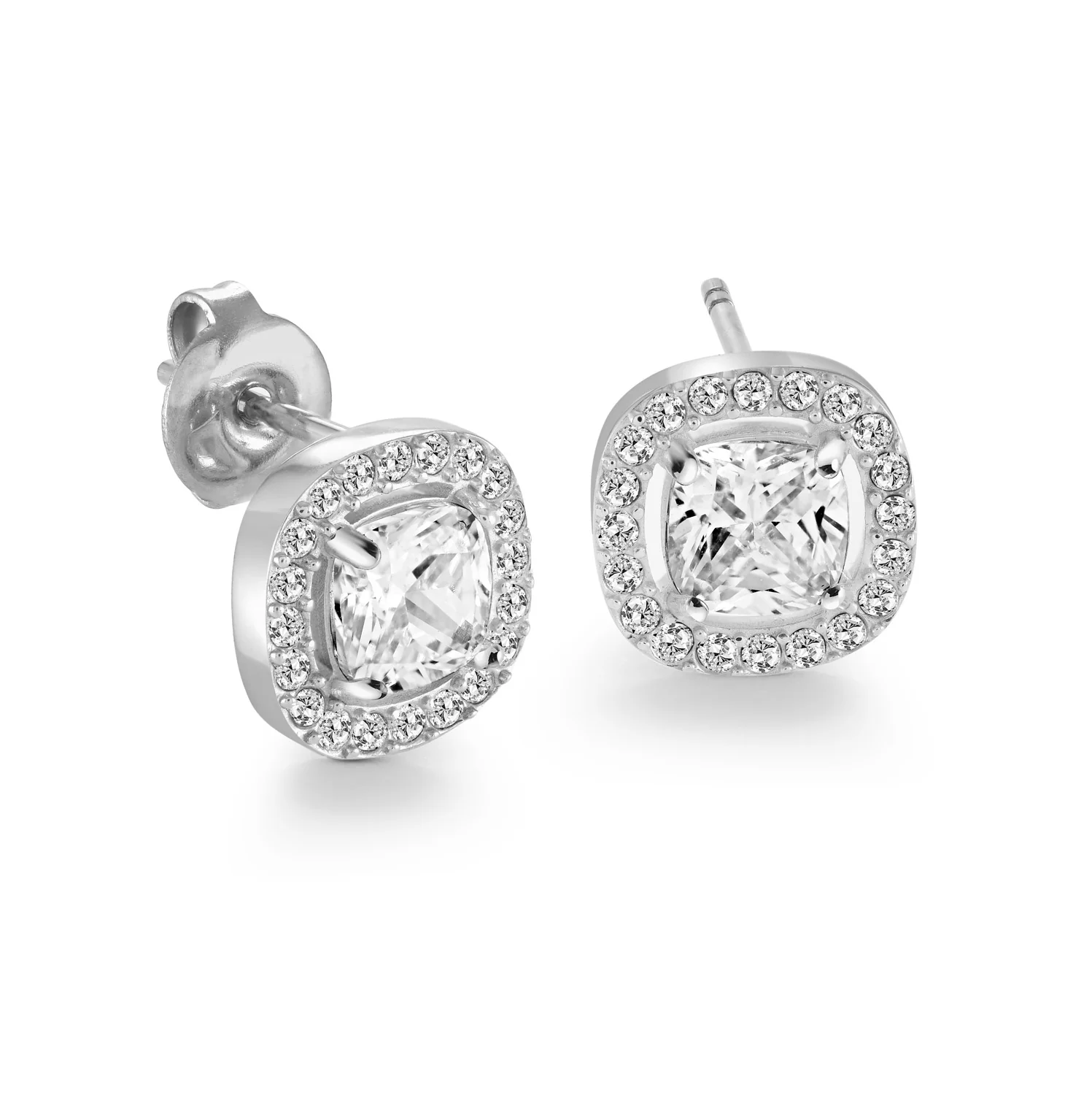 9mm Square-Cz Halo Studs