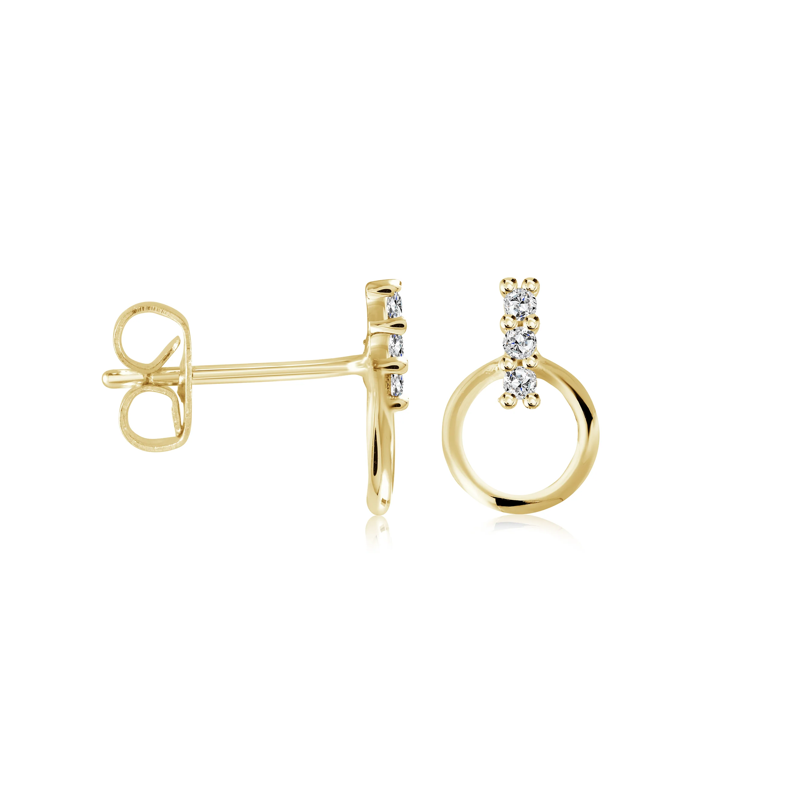 Circle-Bar Cz Stud Earrings - Image 2