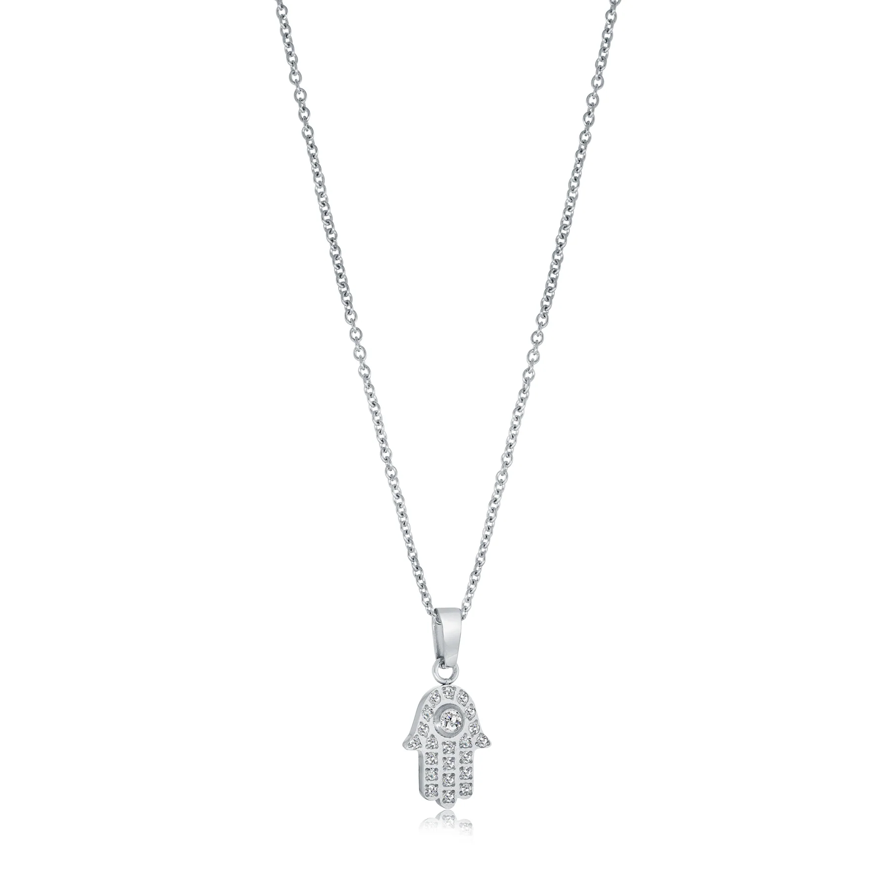 Hamsa Cz Pendant Necklace