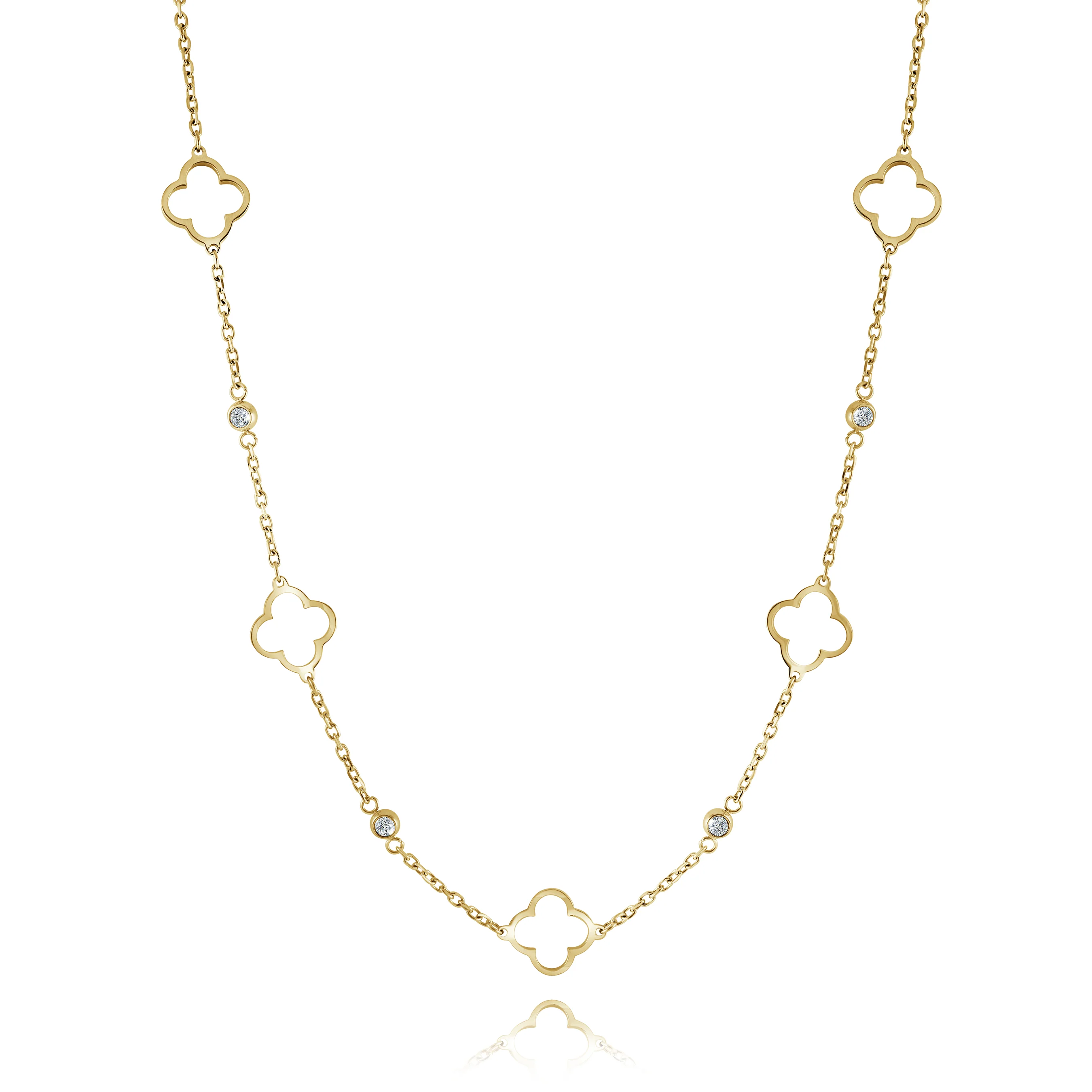 Lucky Clover Cz Chain Necklace - Image 2