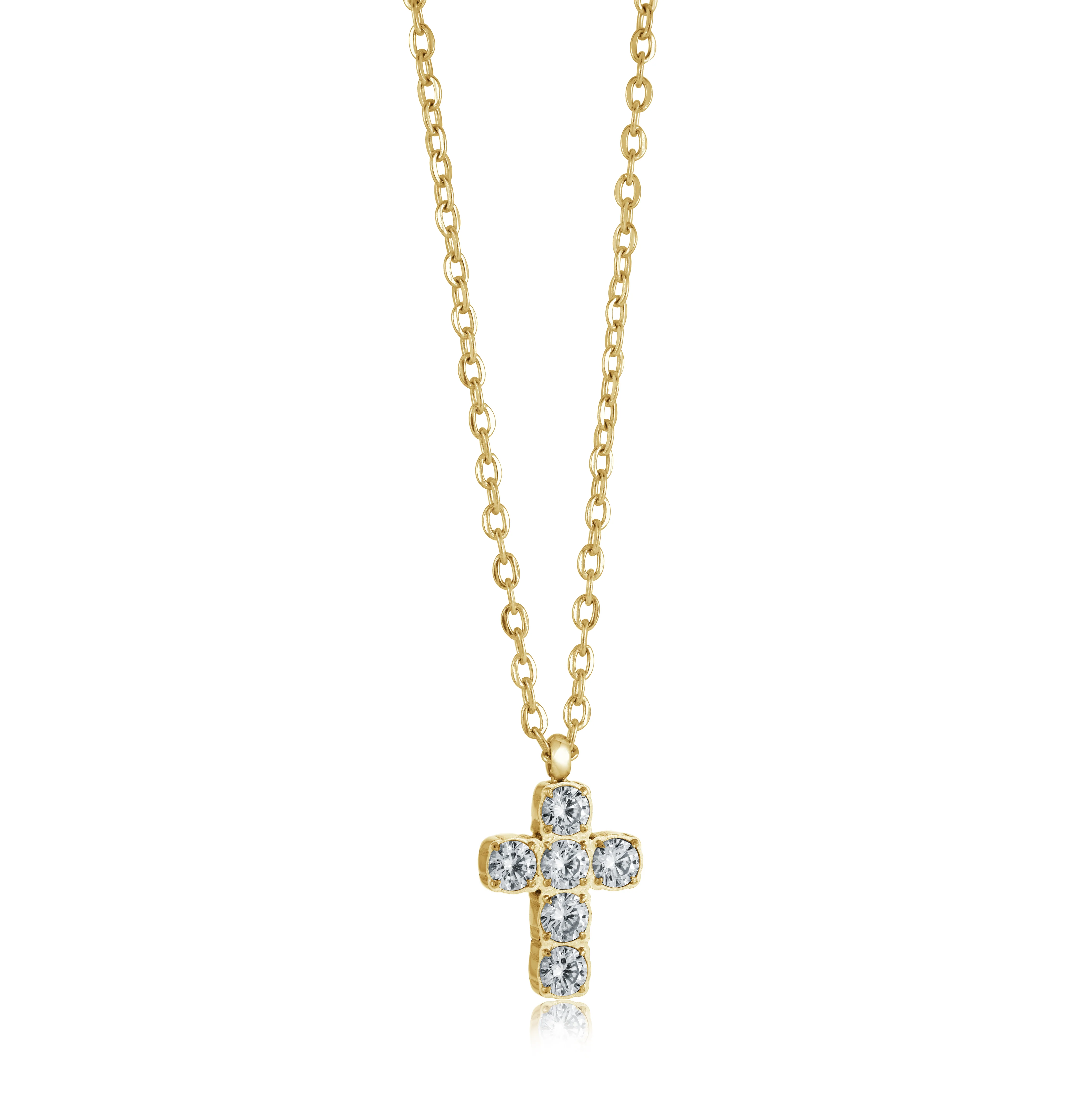 Mini Puff Cz Cross Necklace - Image 2