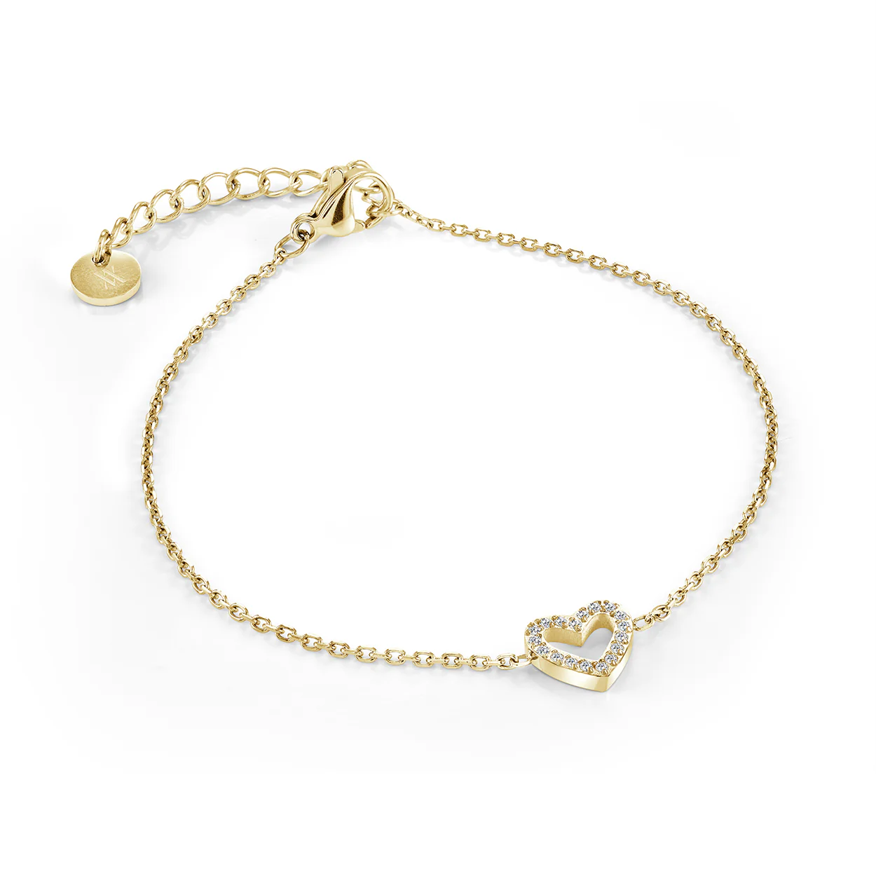 White Cz Heart-Outline Bracelet - Image 2